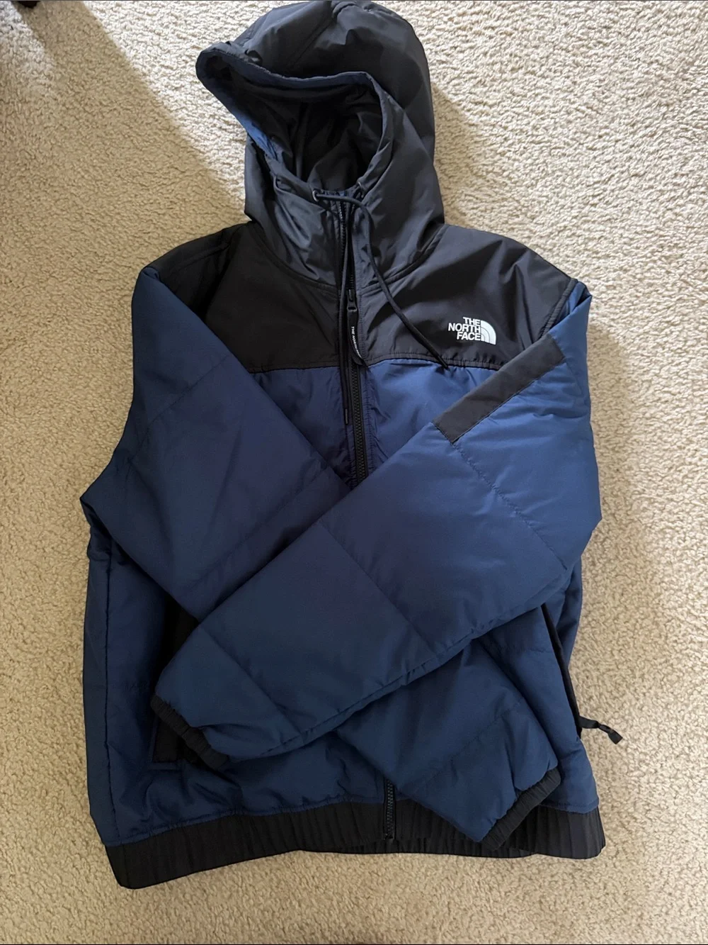 The North Face Men’s Navy and Black Hooded Puffer Jacket